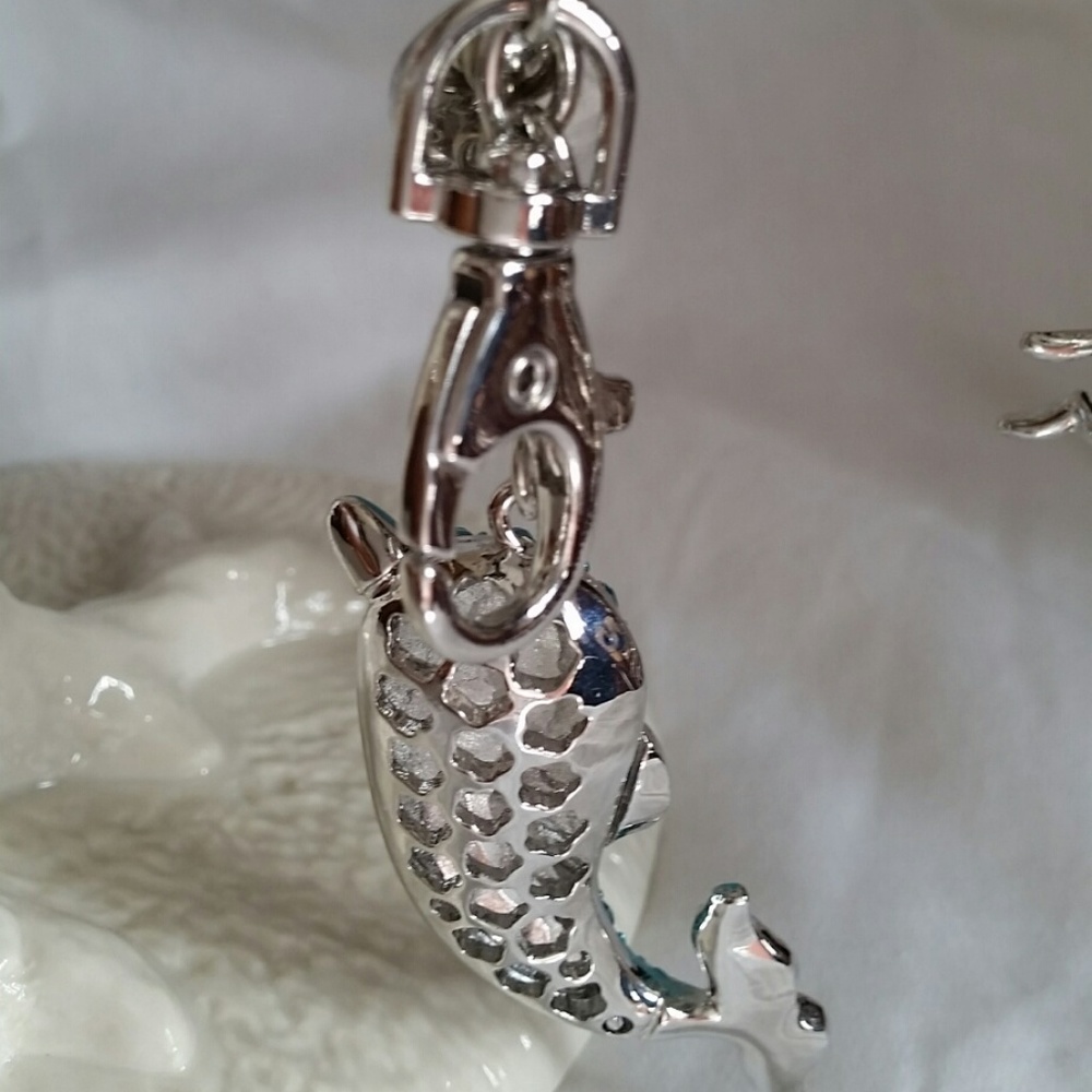 Dolphin Rhinestone Keychain Bag Charm w/pouch - Picture 3 of 5